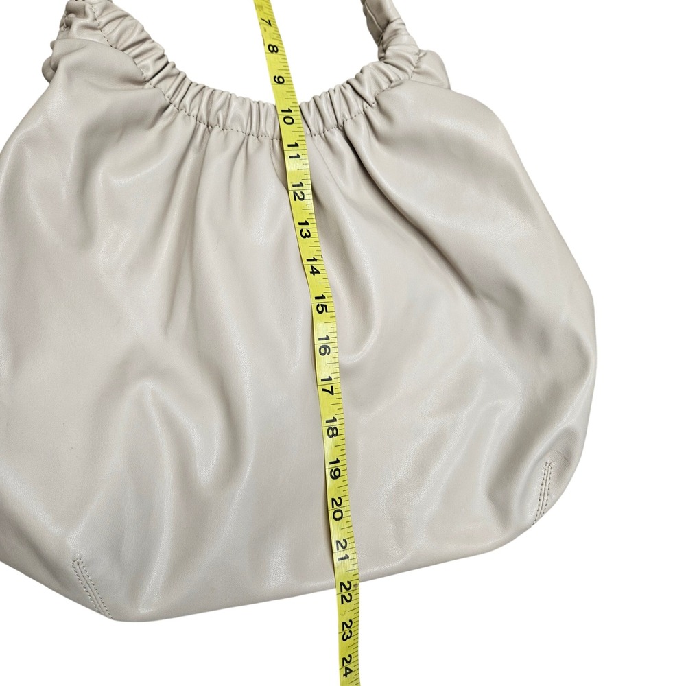 Oak + Fort Shoulder Bag Beige Ruched Vegan Leather Slouchy Hobo‎ Minimalist - Picture 8 of 10
